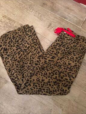 Leopard Print Cargo Pants with Pink Drawstring
